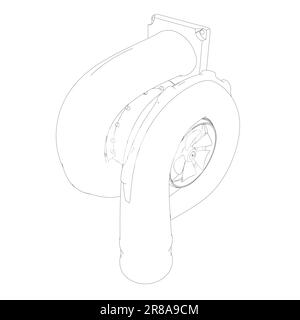 Steam turbine rotor operation. Vector illustration. Automotive turbine outline. Stock Vector