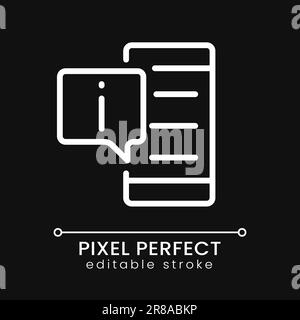 Get info from phone pixel perfect white linear icon for dark theme Stock Vector