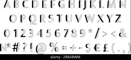 Geometric linear sans serif alphabet set Stock Vector