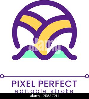 Beach volleyball pixel perfect RGB color ui icon Stock Vector