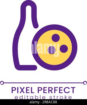 Bowling equipment pixel perfect RGB color ui icon Stock Vector