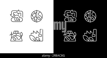 Global nature protection pixel perfect linear icons set for dark, light mode Stock Vector