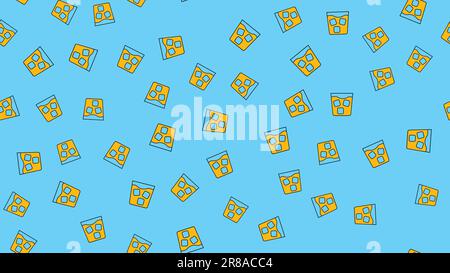 Texture seamless pattern of beautiful good tasty refreshing alcoholic drinks whiskey cocktails with ice on a blue background. Vector illustration. Stock Vector