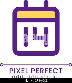 Calendar application pixel perfect RGB color ui icon Stock Vector