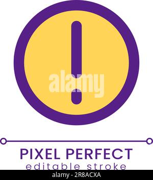 Warning pixel perfect RGB color ui icon Stock Vector