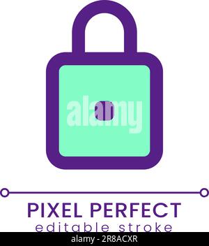 Padlock pixel perfect RGB color ui icon Stock Vector