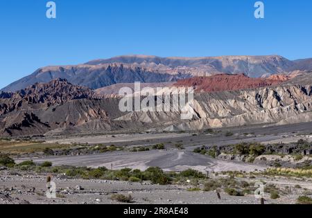 Scenic drive through a vast and beautiful landscape between San Antonio de los Cobres and Salta in northern Argentina, South America Stock Photo