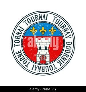 Tournai, Belgium city vector grunge rubber stamp over white background Stock Vector