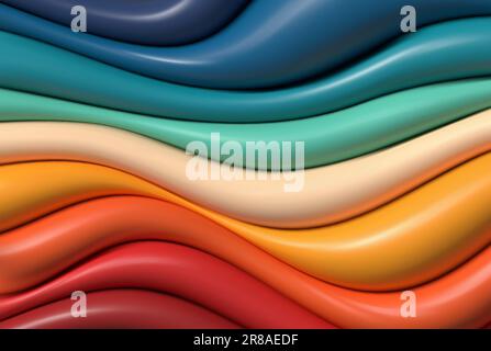 Modern abstract multicolored 3D wavy background. Horizontal lines or ...