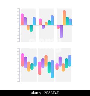 Opposite directions gradient infographic chart design template set Stock Vector