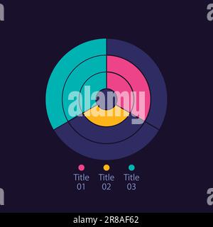Radial infographic diagram design template for dark theme Stock Vector