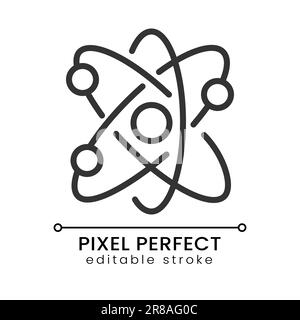 Atom structure pixel perfect linear icon Stock Vector