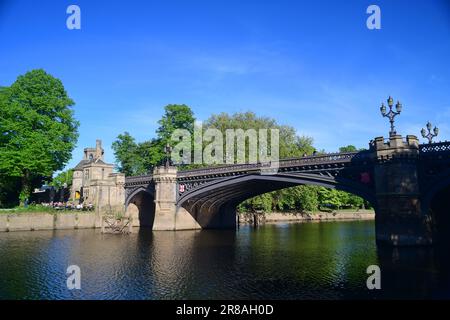 skeldergate bridge and toll house built in 1878 by Thomas Page completed by his son George Page crossing the river Ouse York Yorkshire UK Stock Photo