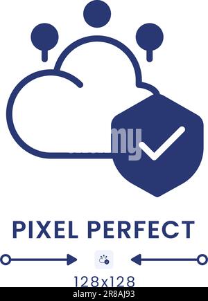 Cloud security black solid desktop icon Stock Vector