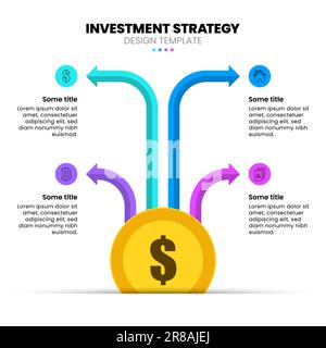 Infographic template with icons and 4 options or steps. Investment strategy. Can be used for workflow layout, diagram, banner, webdesign. Vector illus Stock Vector