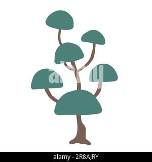 Buxus cloud pruned tree topiary, vector icon isolated on white background. Stock Vector