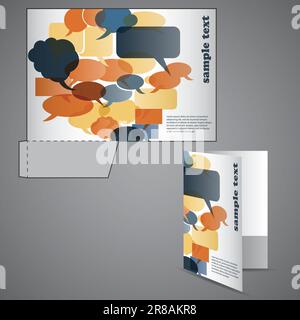 Corporate folder with die cut design Stock Vector