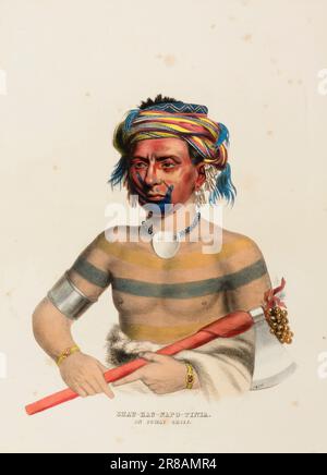 SHAU-HAU-NAPO-TINTA. AN IOWAY CHIEF. ca. 1837-1844 by McKenney and Hall, 1836-1844 Stock Photo