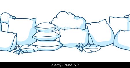 Pattern with pillows. Accessories for sleeping and bedding. Stock Vector