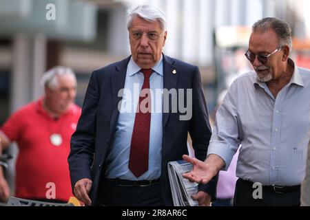 Termoli, Italy. 20th June, 2023. Carlo Giovanardi, former senator and former undersecretary of the Italian government arrives for an election rally in support of Francesco Roberti, presidential candidate for the Molise Region. Credit: SOPA Images Limited/Alamy Live News Stock Photo