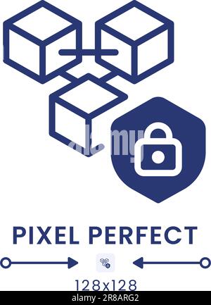 Blockchain security black solid desktop icon Stock Vector