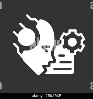 AI reads and summarize white linear glyph icon for night mode Stock Vector