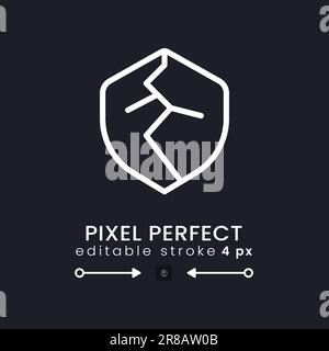 Security weaknesses white linear desktop icon on black Stock Vector