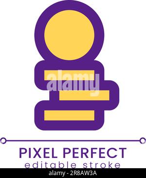 Coins stack pixel perfect RGB color ui icon Stock Vector