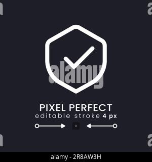 Antivirus white linear desktop icon on black Stock Vector