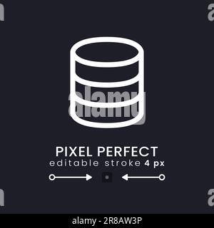 Database white linear desktop icon on black Stock Vector