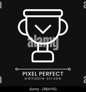 Winner cup pixel perfect white linear icon for dark theme Stock Vector