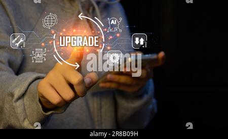Update application software and hardware upgrade technology concept, AI upgrade Stock Photo