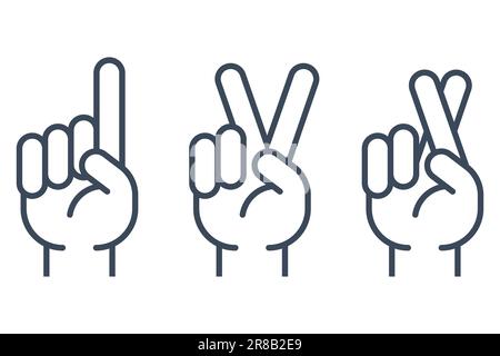 Set of three Victory and OK symbol hands. Vector illustration Stock ...