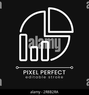 Pie chart pixel perfect white linear icon for dark theme Stock Vector