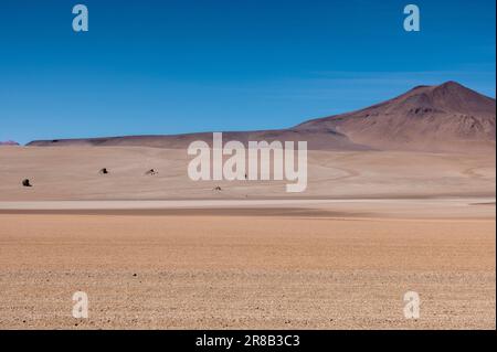 Picturesque Salvador Dali Desert, just one natural sight while traveling the scenic lagoon route through the Bolivian Altiplano in South America Stock Photo