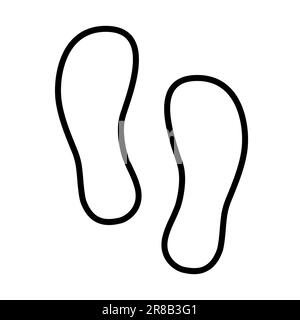 Human shoe line footprint icon vector footwears flat style black silhouettes Illustration isolated on white Stock Vector
