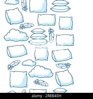 Pattern with pillows. Accessories for sleeping and bedding. Stock Vector