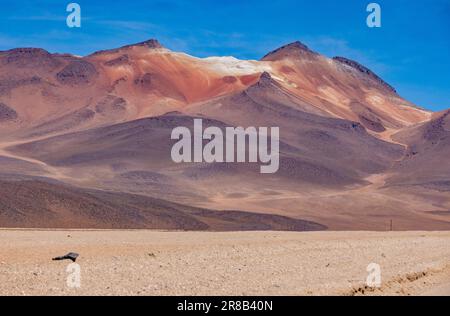 Picturesque Salvador Dali Desert, just one natural sight while traveling the scenic lagoon route through the Bolivian Altiplano in South America Stock Photo