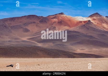 Picturesque Salvador Dali Desert, just one natural sight while traveling the scenic lagoon route through the Bolivian Altiplano in South America Stock Photo