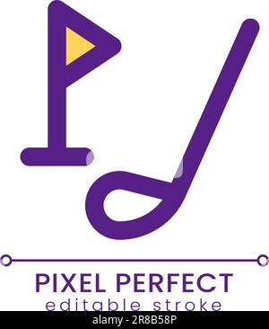 Golf driver and cup tag pixel perfect RGB color ui icon Stock Vector