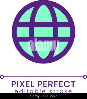 Globe pixel perfect RGB color ui icon Stock Vector
