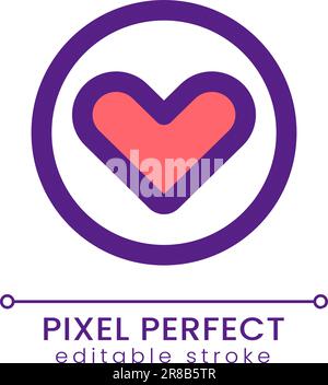 Heart pixel perfect RGB color ui icon Stock Vector