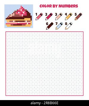 Color by numbers. Coloring book for kids.Pixel art Stock Vector