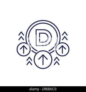 raise vitamin D level line icon, vector Stock Vector