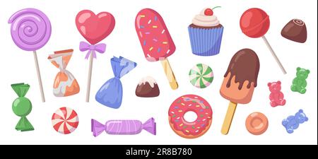 Sweets and sugar products vector set Stock Vector