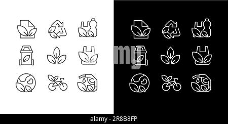 Recycling materials pixel perfect linear icons set for dark, light mode Stock Vector