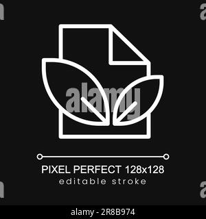 Paper recycling pixel perfect white linear icon for dark theme Stock Vector