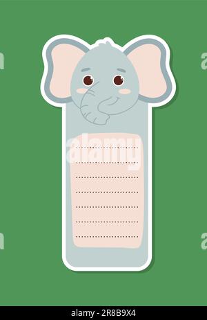 Elephant bookmark concept Stock Vector