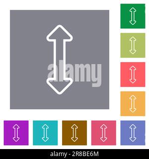 Resize vertical outline flat icons on simple color square backgrounds Stock Vector