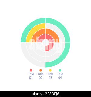 Concentric radial infographic chart design template with four categories Stock Vector